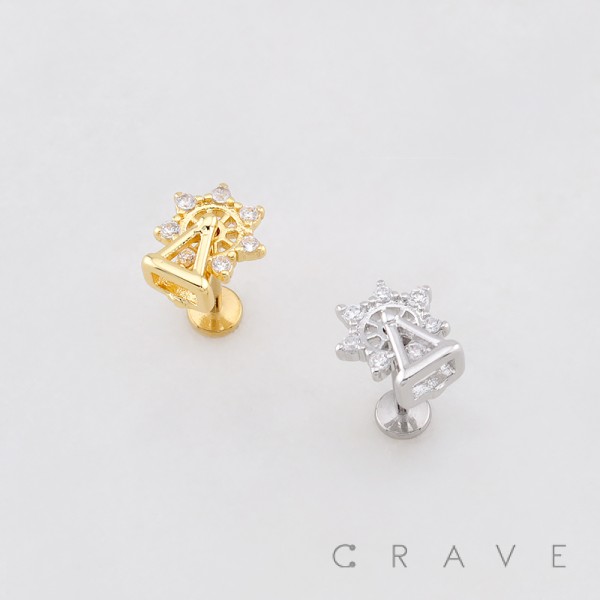 FERRIS WHEEL MULTI CZ THREADLESS (PUSH IN) 316L SURGICAL STEEL LABRET SET